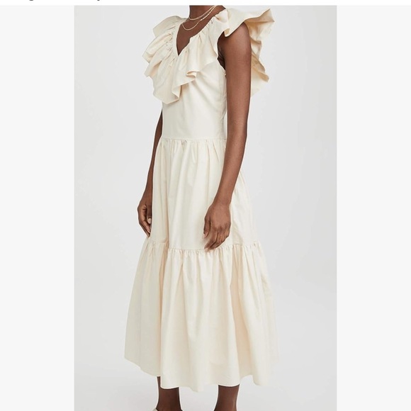 English Factory Ruffle Neck Sleeveless Midi Dress - Picture 4 of 9